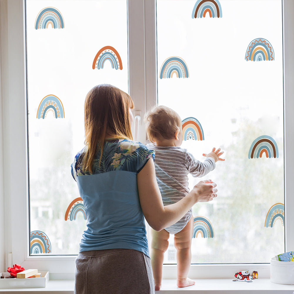 Peel and Stick PVC Small Blue Rainbow Wall Stickers