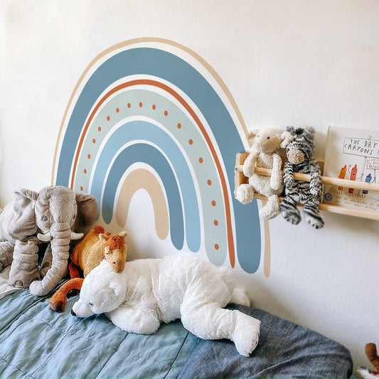 Peel and Stick Large Boho PVC Blue Rainbow Wall Stickers