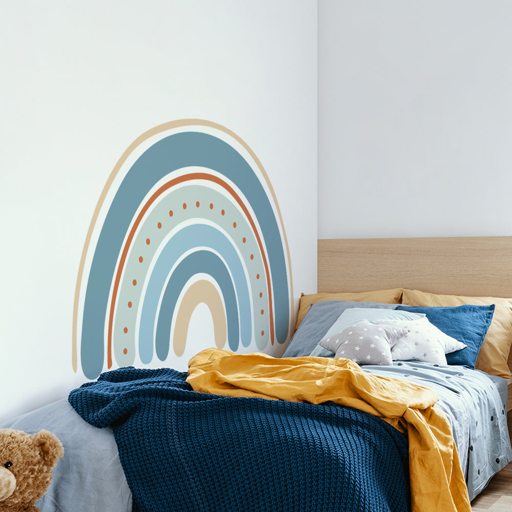 Peel and Stick Large Boho PVC Blue Rainbow Wall Stickers