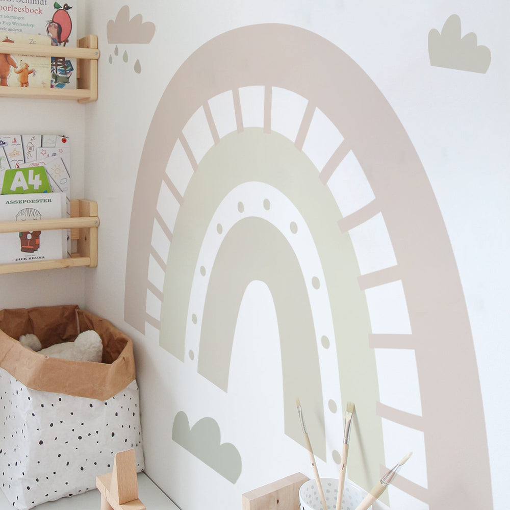 Peel and Stick Large Boho PVC Raindrop Rainbow Wall Stickers