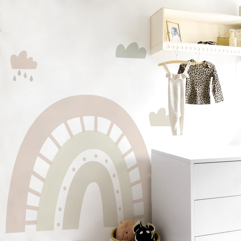 Peel and Stick Large Boho PVC Raindrop Rainbow Wall Stickers
