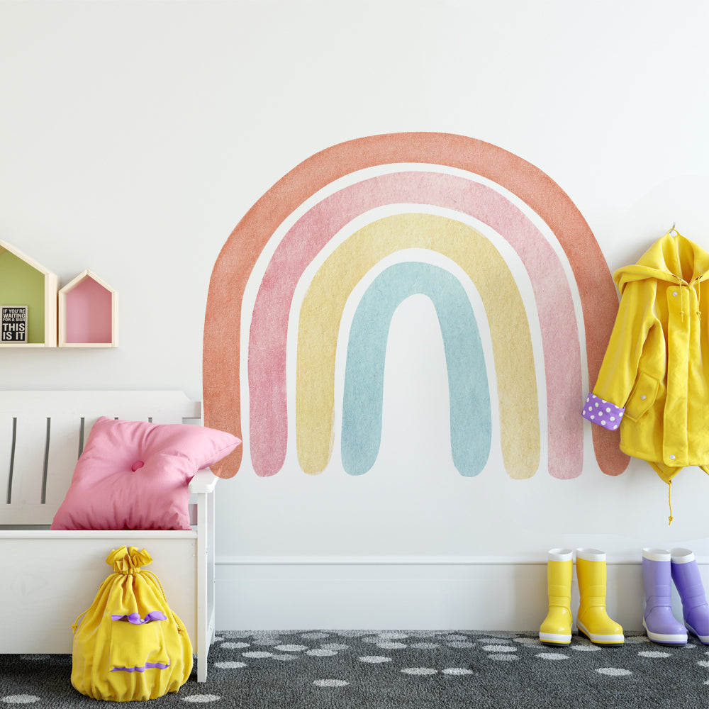 Peel and Stick Large Boho PVC Watercolor Rainbow Wall Stickers