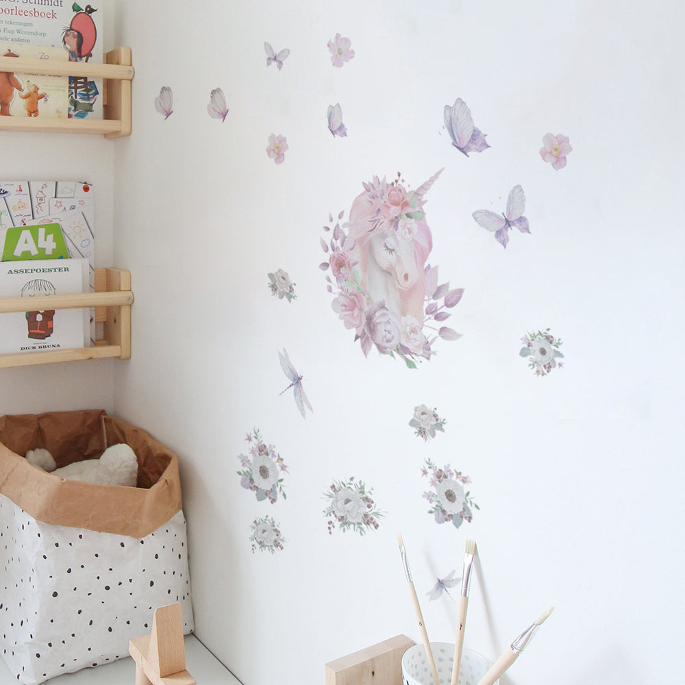 Peel and Stick Large PVC Secret Garden of Unicorn Sticker