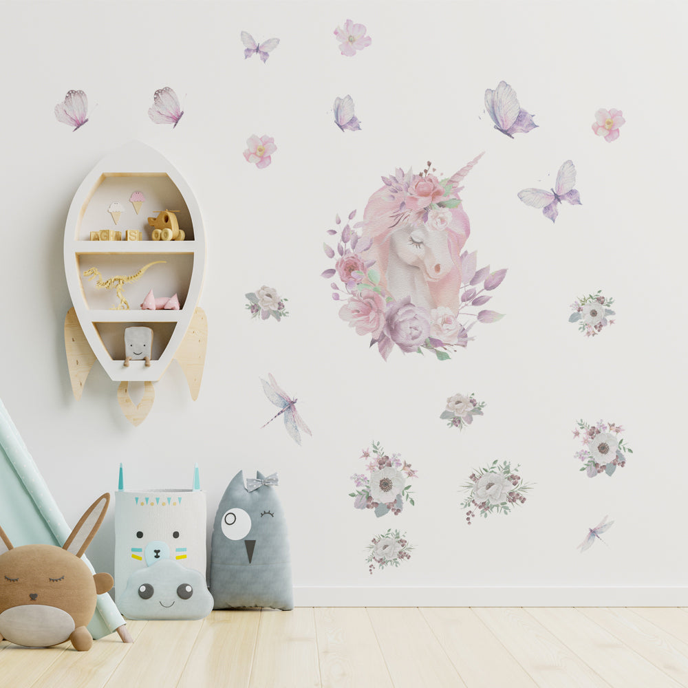 Peel and Stick Large PVC Secret Garden of Unicorn Sticker