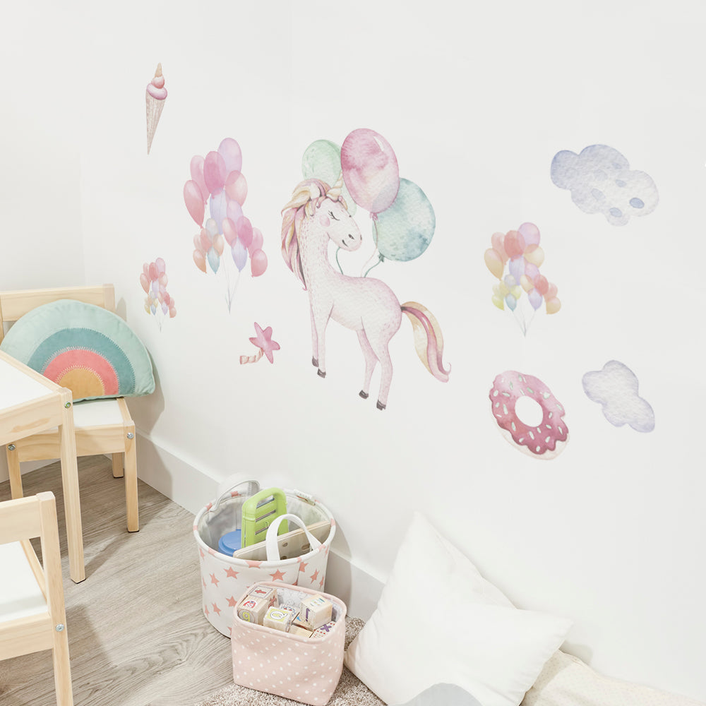 Peel and Stick Large PVC Party of Unicorn Sticker