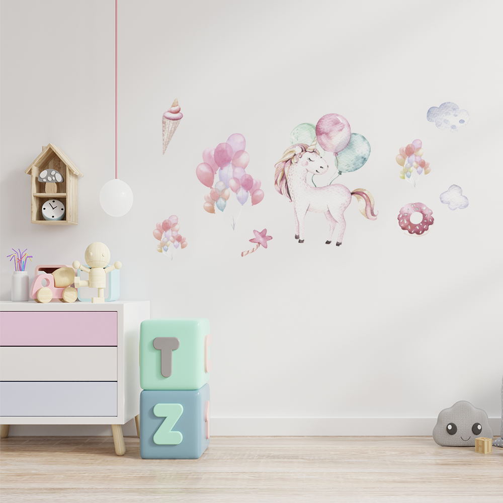Peel and Stick Large PVC Party of Unicorn Sticker