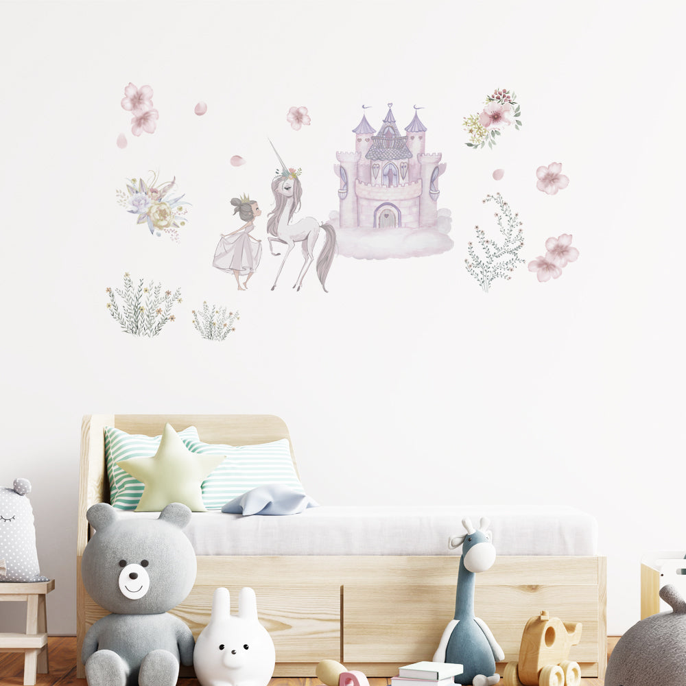 Peel and Stick Large PVC Princess and Unicorn Sticker