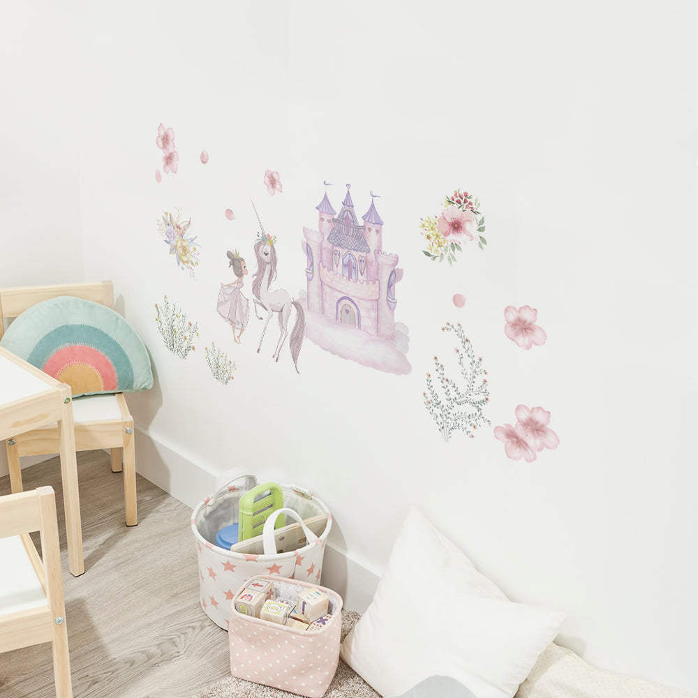 Peel and Stick Large PVC Princess and Unicorn Sticker
