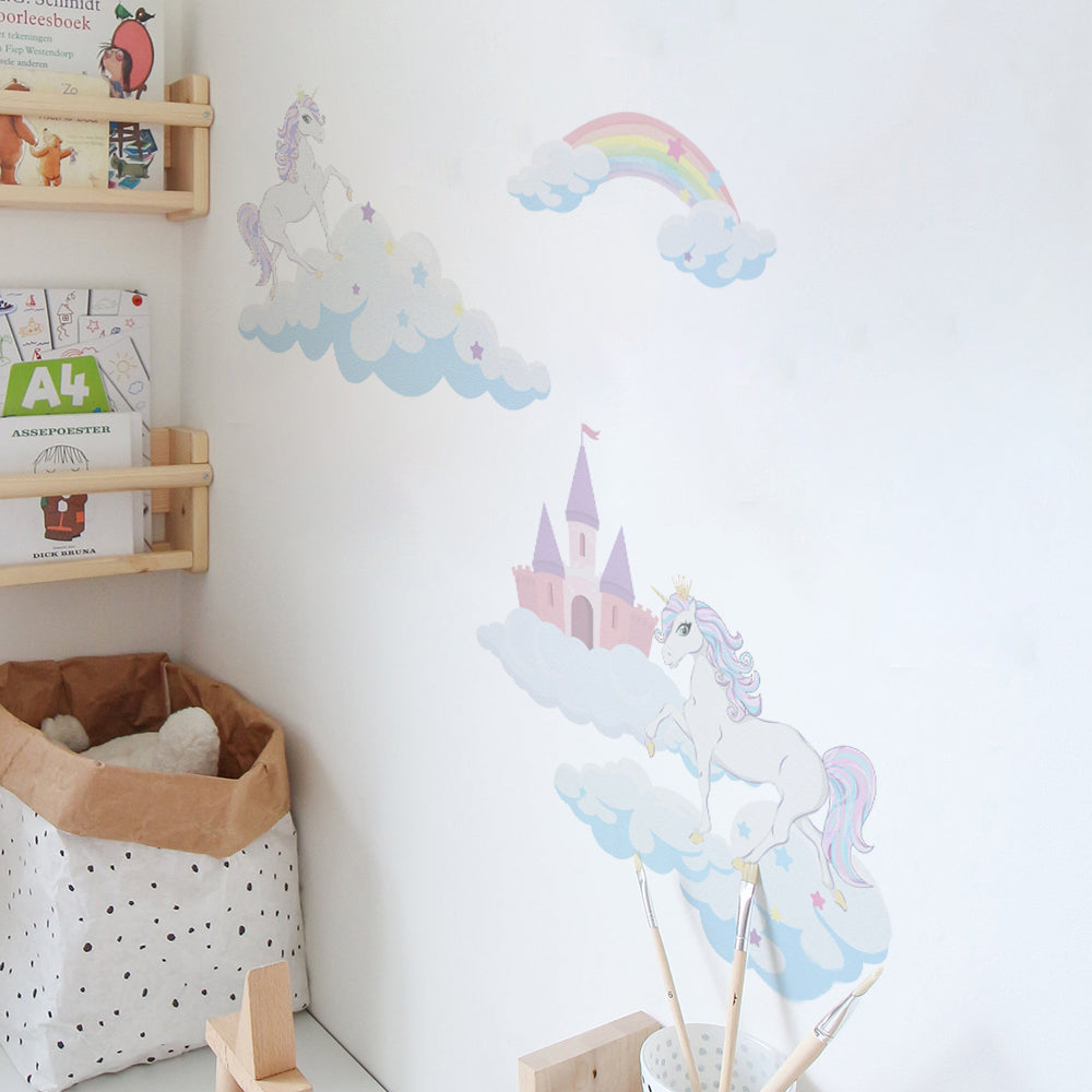 Peel and Stick Large PVC Unicorn and Castle Sticker