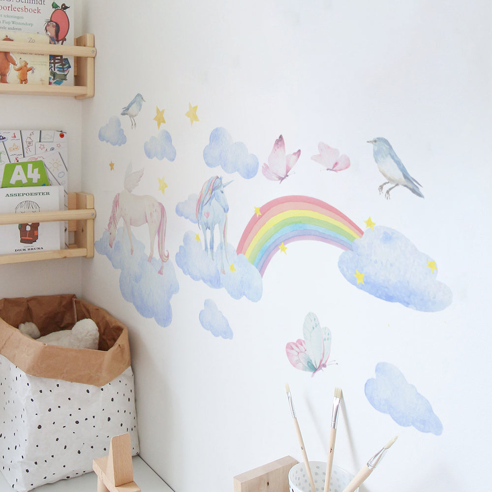 Peel and Stick Large PVC Unicorn above the Sky Sticker