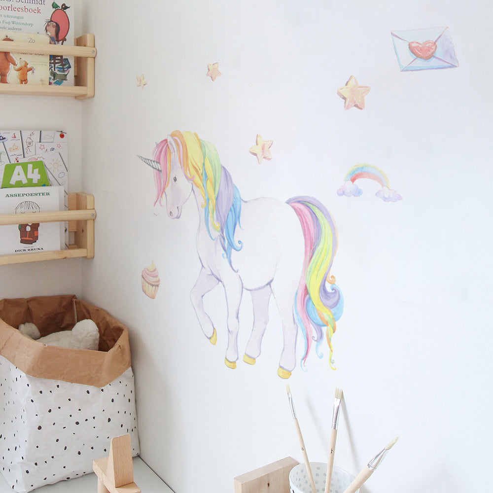 Peel and Stick Large PVC Rainbow Unicorn Sticker