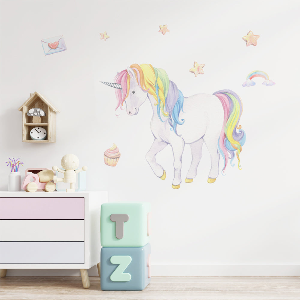 Peel and Stick Large PVC Rainbow Unicorn Sticker