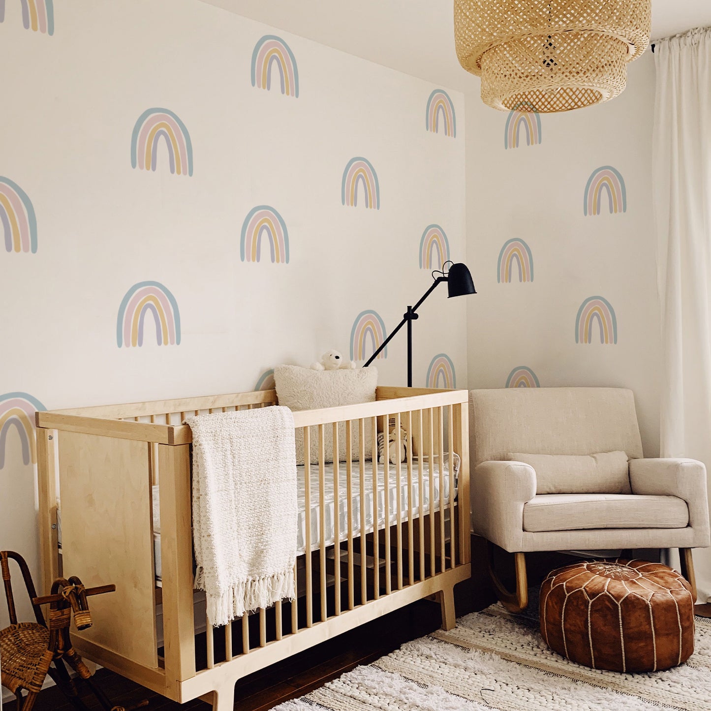 Peel and Stick PVC Watercolor Rainbow Wall Stickers