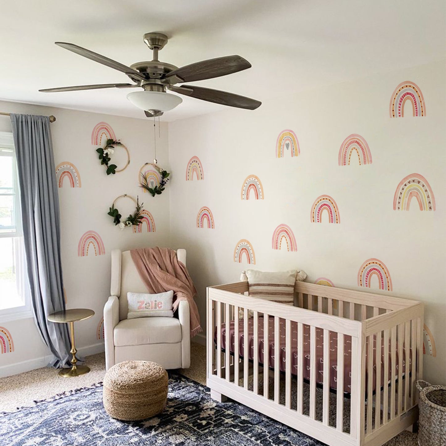 Peel and Stick PVC Watercolor Rainbow Wall Stickers