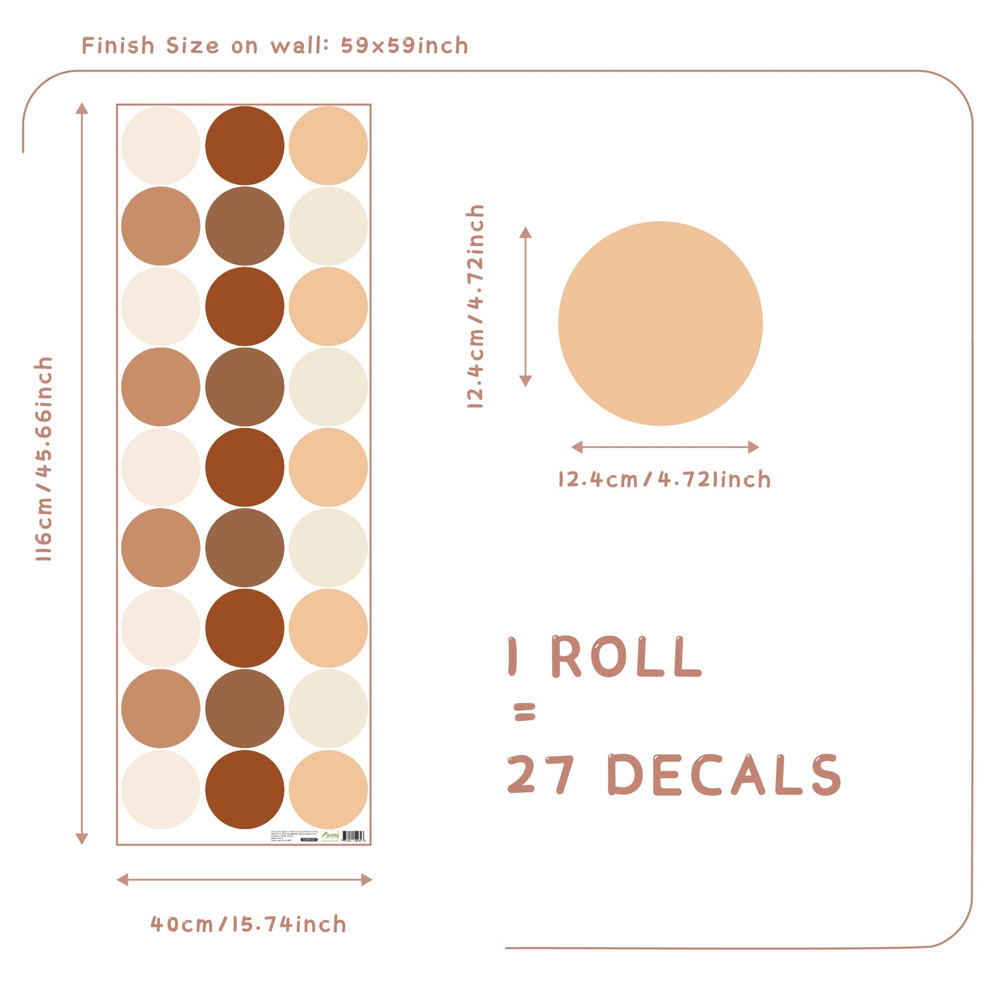 Peel and Stick PVC Large Boho Dot Wall Stickers