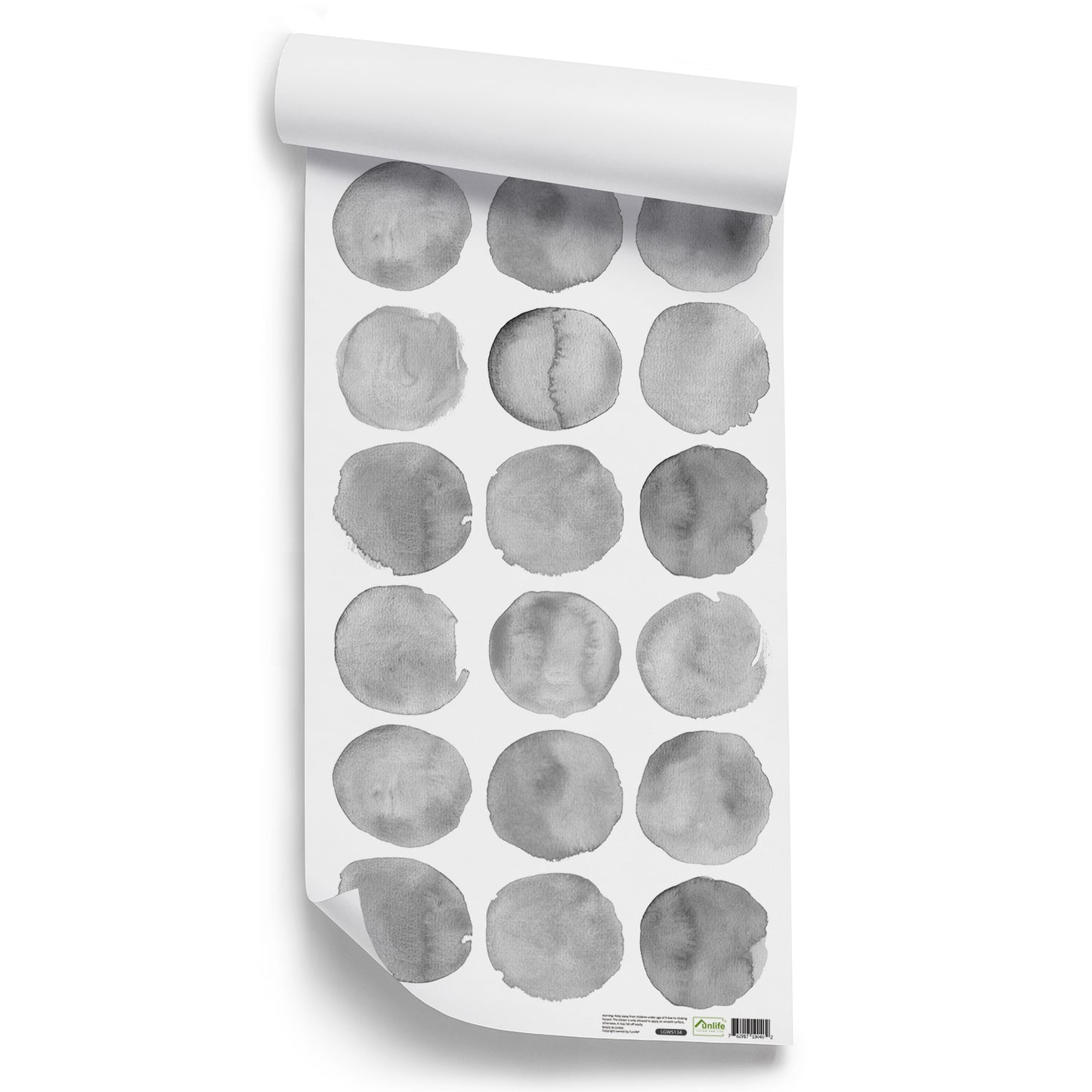 Peel and Stick PVC Large Watercolor Gray Dot Wall Stickers