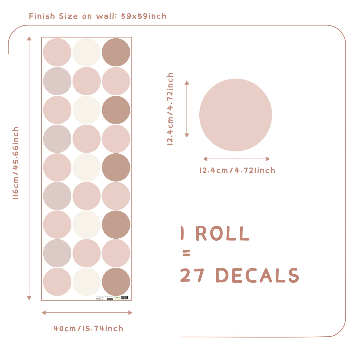 Peel and Stick PVC Large Watercolor Boho Dot Wall Stickers