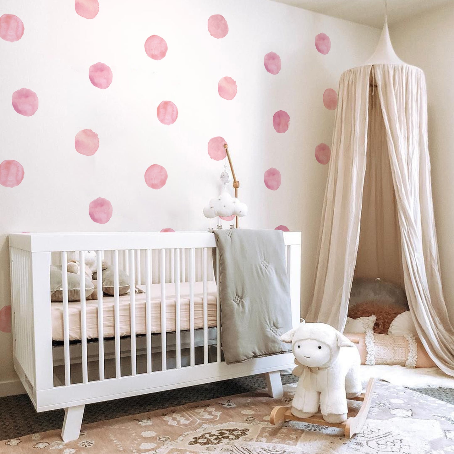 Peel and Stick PVC Large Boho Pink Dot Wall Stickers