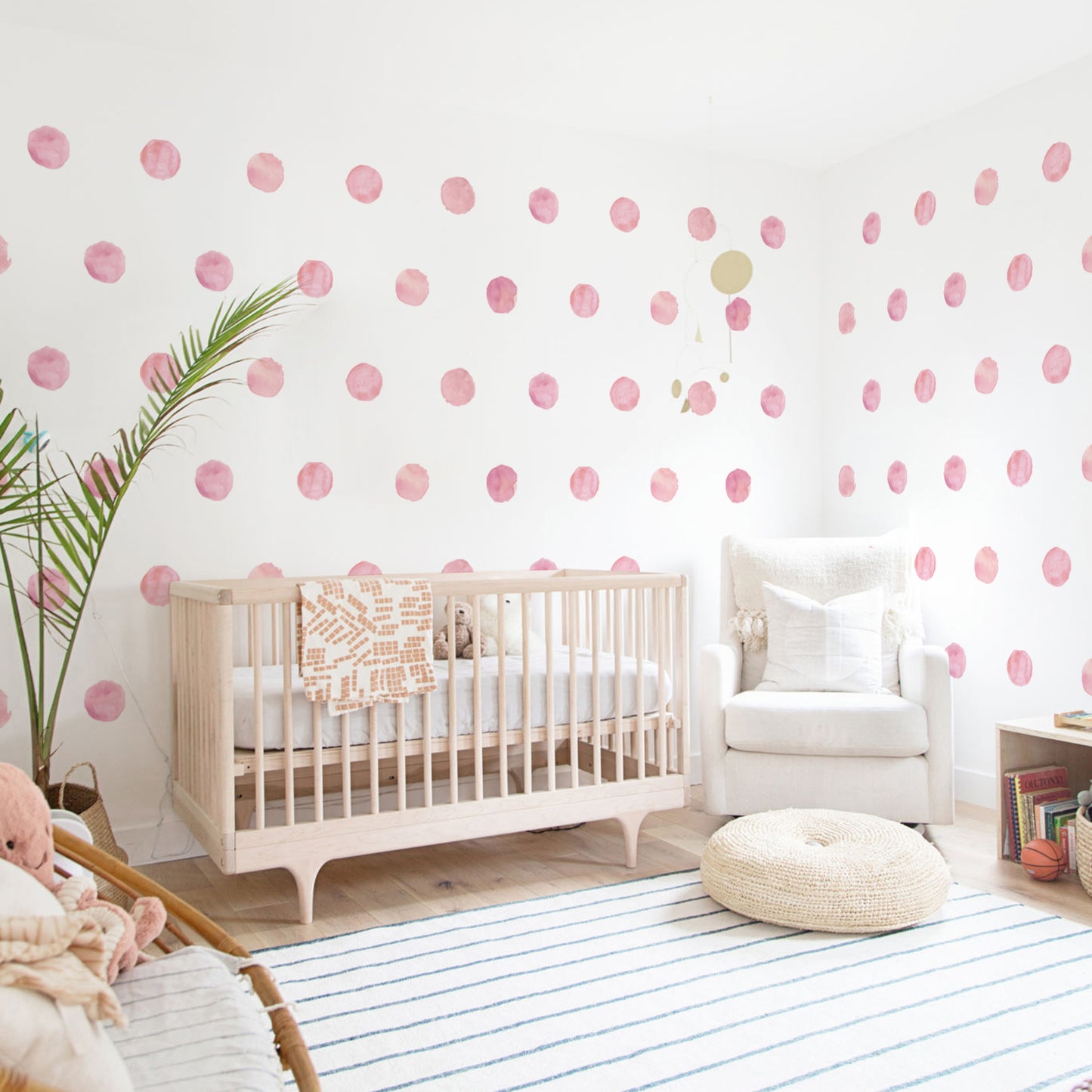 Peel and Stick PVC Large Boho Pink Dot Wall Stickers