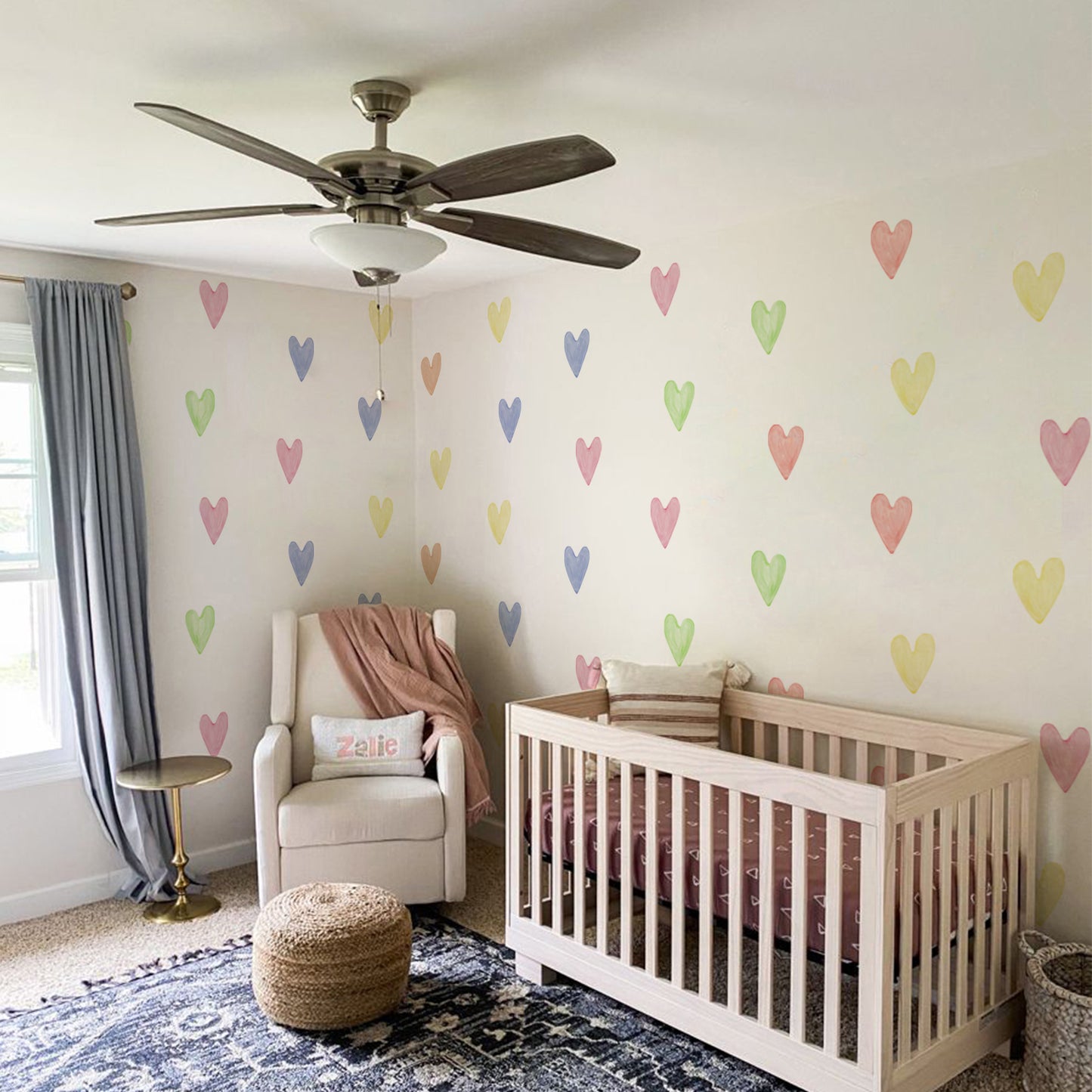 Peel and Stick PVC Large Boho Watercolor Heart Shape Wall Stickers
