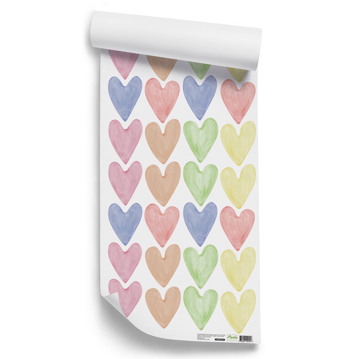 Peel and Stick PVC Large Boho Watercolor Heart Shape Wall Stickers
