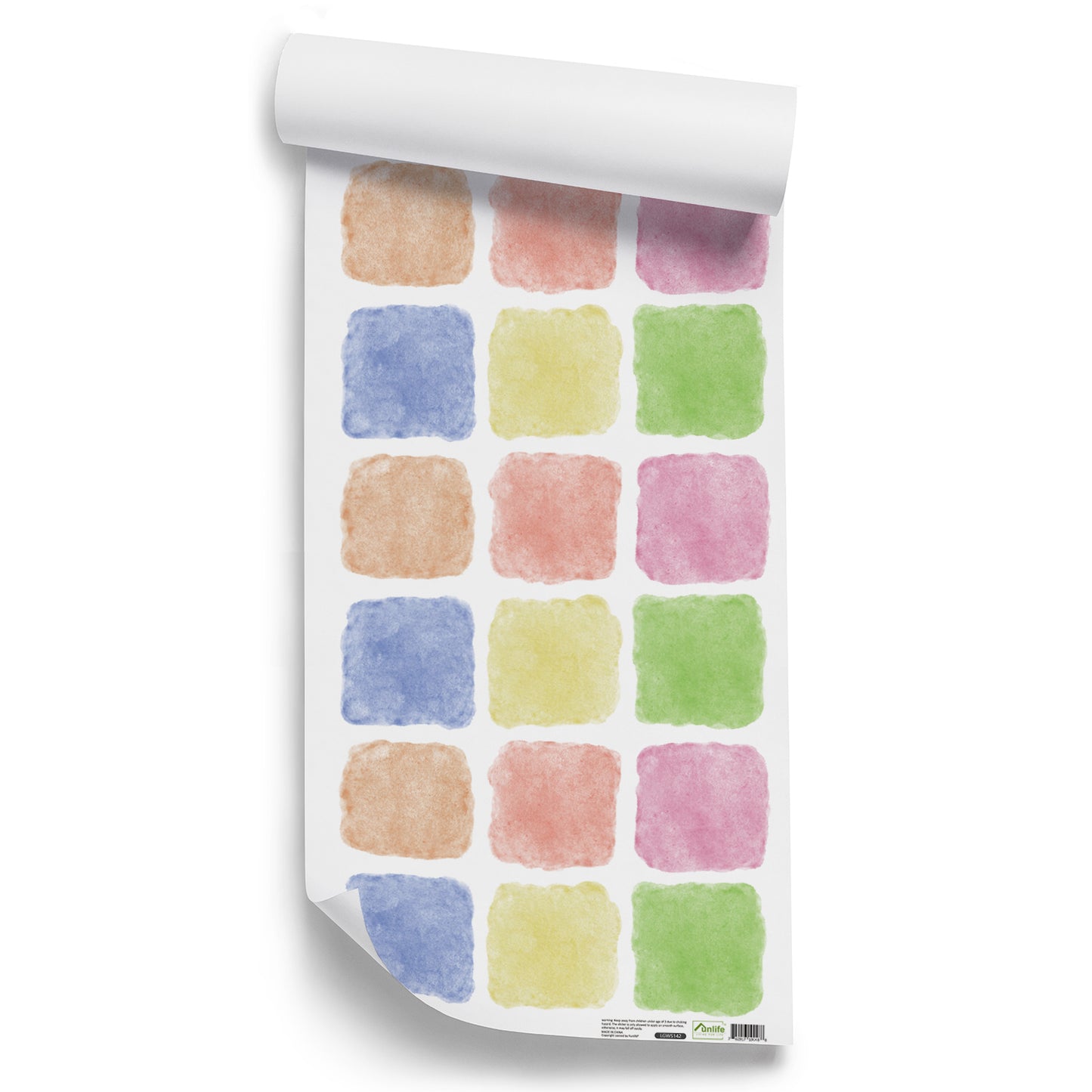 Peel and Stick PVC Large Boho Watercolor Square Wall Stickers