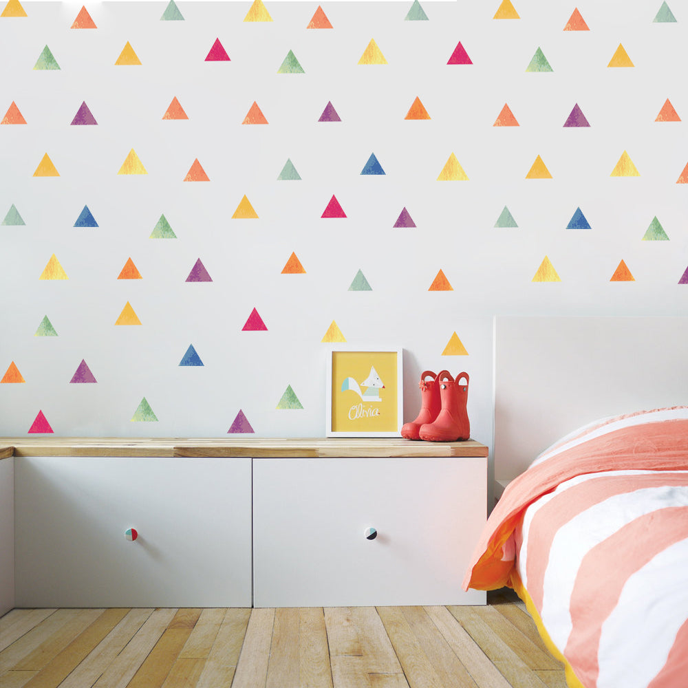 Peel and Stick PVC Small Geometric Colorful Triangle Pattern Wall Decals