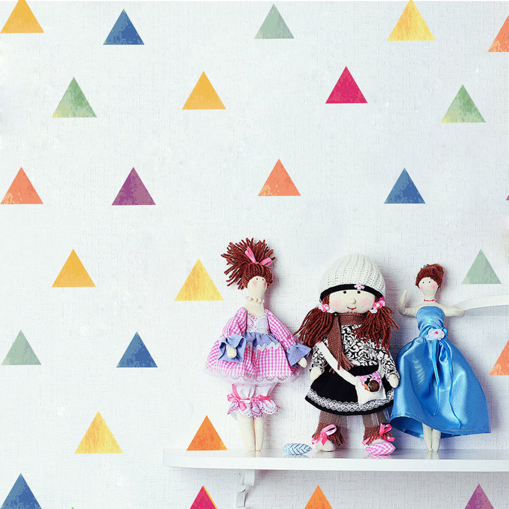 Peel and Stick PVC Small Geometric Colorful Triangle Pattern Wall Decals