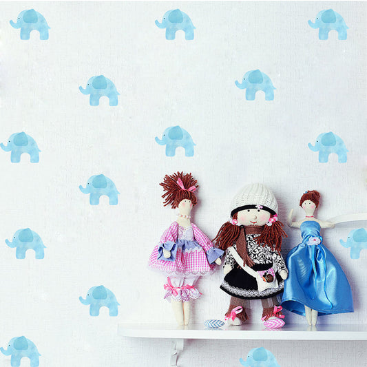Peel and Stick PVC Small Blue Elephant Animal Wall Decals