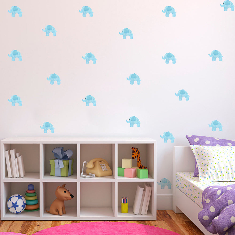 Peel and Stick PVC Small Blue Elephant Animal Wall Decals