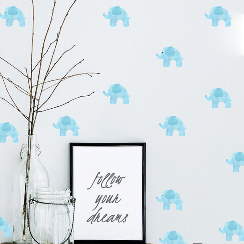 Peel and Stick PVC Small Blue Elephant Animal Wall Decals