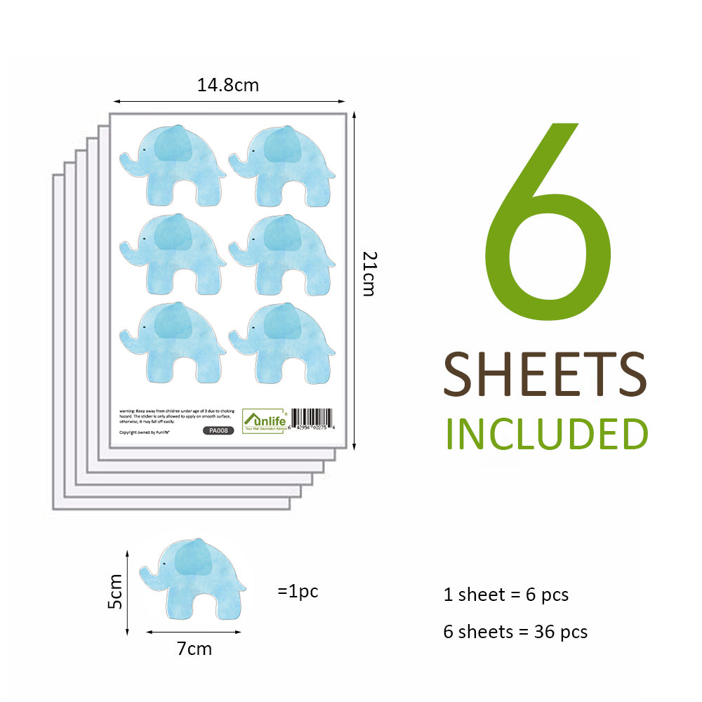 Peel and Stick PVC Small Blue Elephant Animal Wall Decals