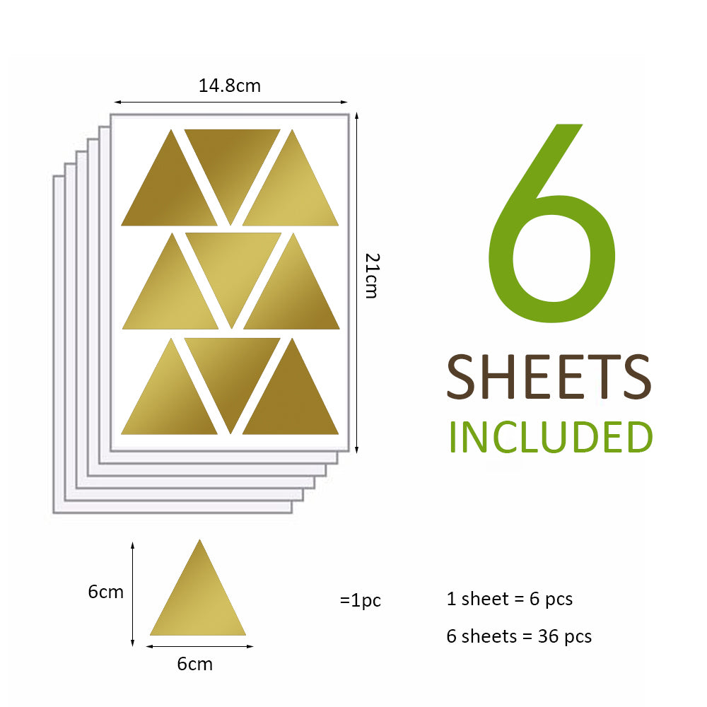 Peel and Stick PVC Small Geometric Golden Triangle Wall Decals