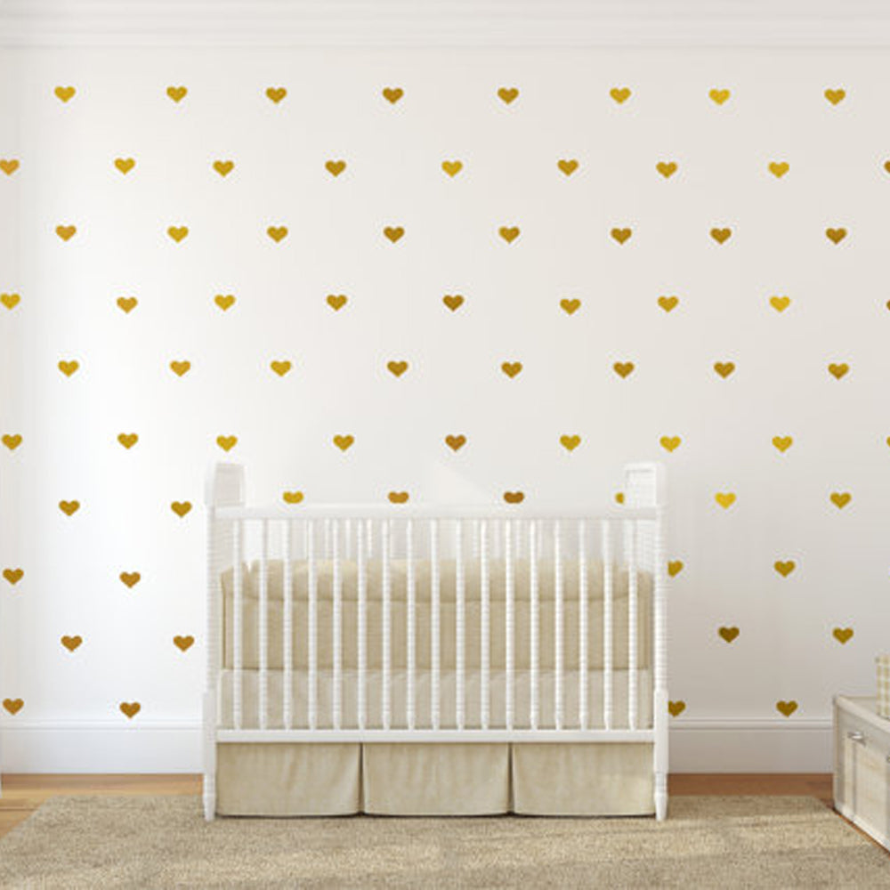 Peel and Stick PVC Small Geometric Golden Heart Shape Wall Decals