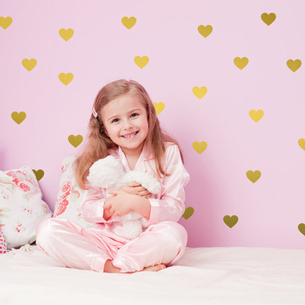 Peel and Stick PVC Small Geometric Golden Heart Shape Wall Decals