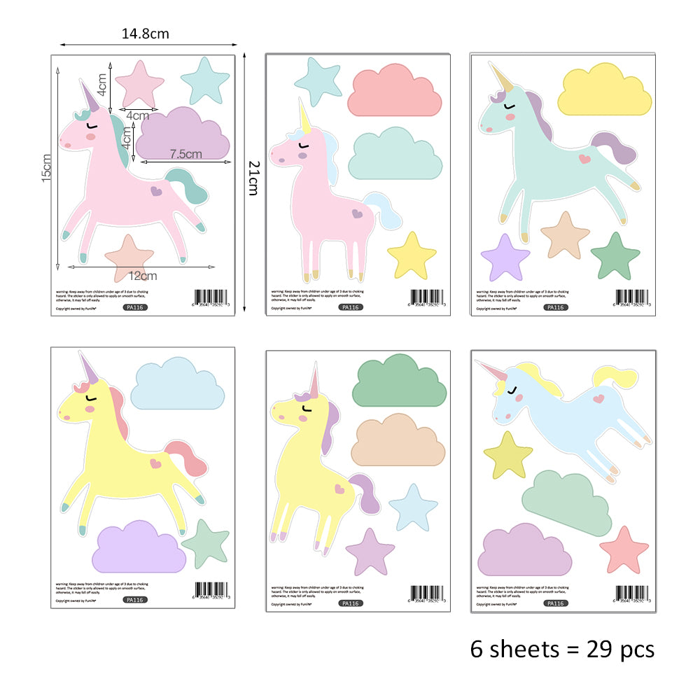 Peel and Stick PVC Small Unicorn Wall Stickers
