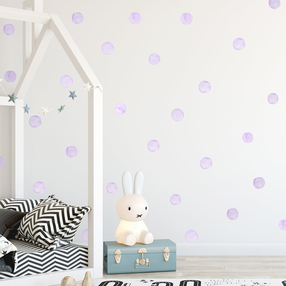 Peel and Stick PVC Small Geometric Violet Watercolor Dot Wall Decals