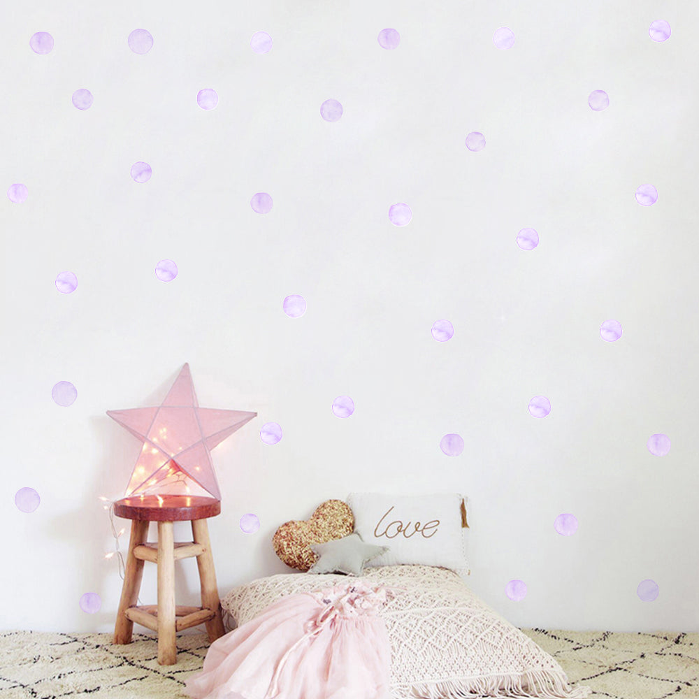Peel and Stick PVC Small Geometric Violet Watercolor Dot Wall Decals