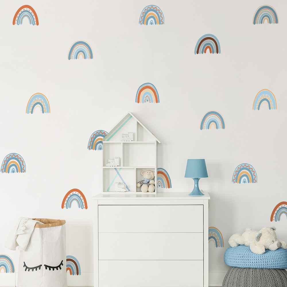 Peel and Stick PVC Small Blue Rainbow Wall Stickers