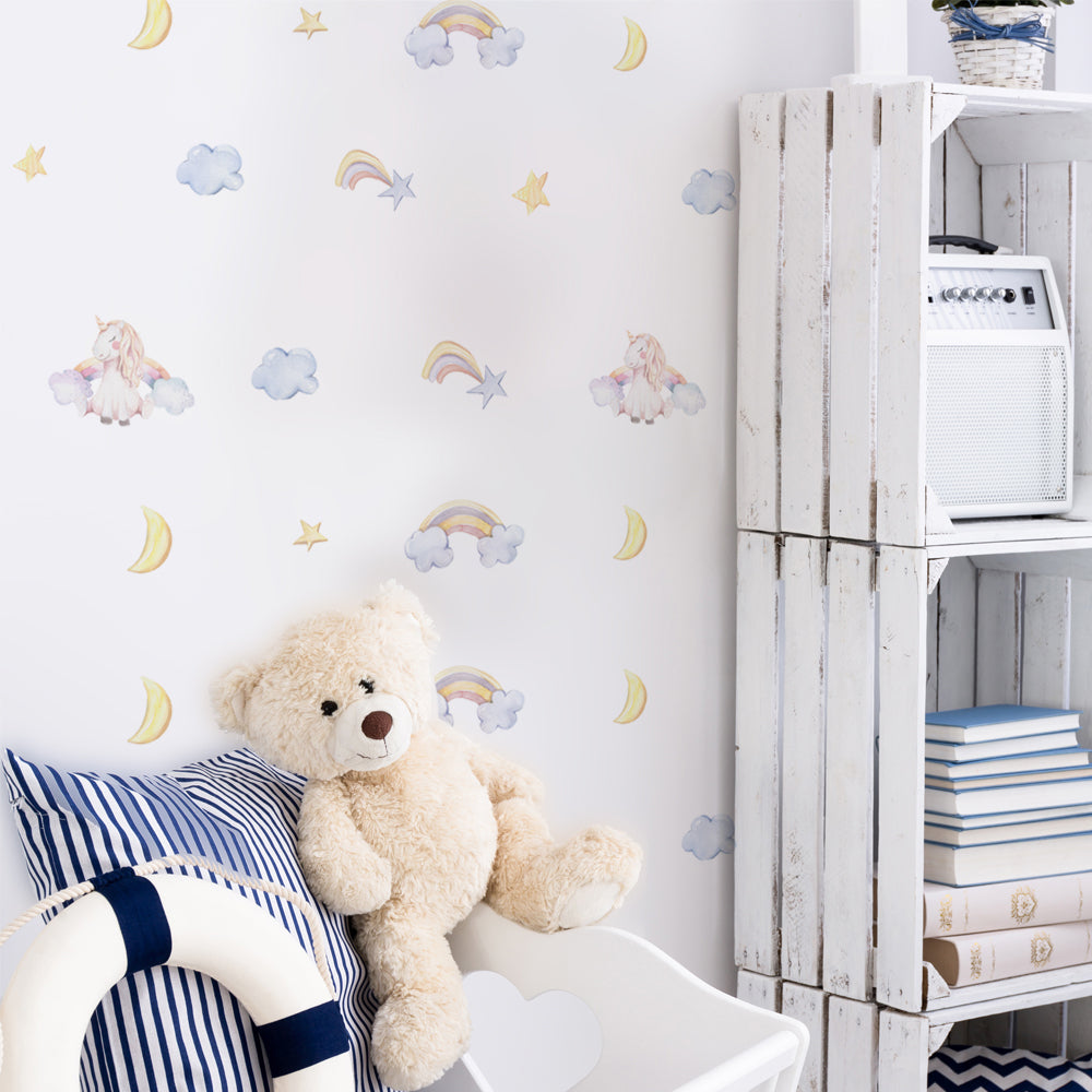 Peel and Stick PVC Small Smile Unicorn Wall Stickers