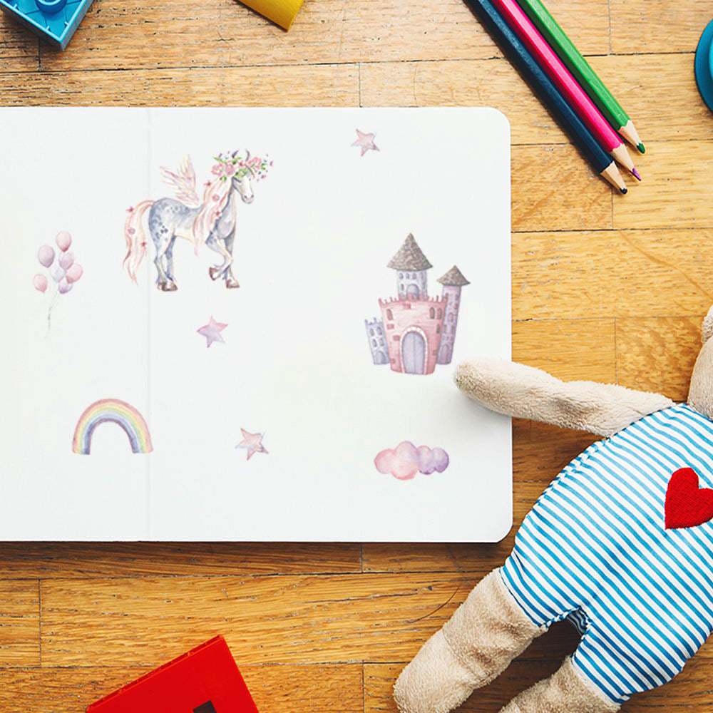 Peel and Stick PVC Small Unicorn Castle Wall Stickers