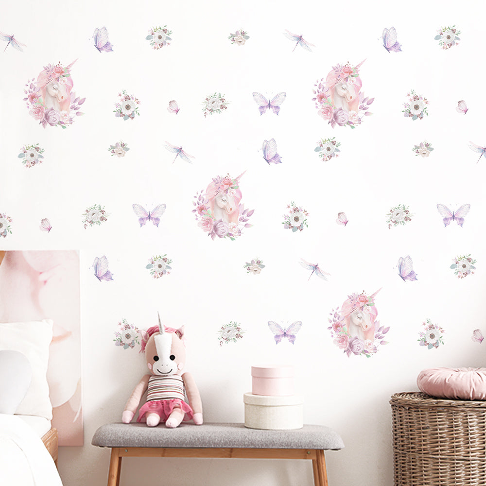 Peel and Stick PVC Small Secret Garden of Unicorne Wall Stickers