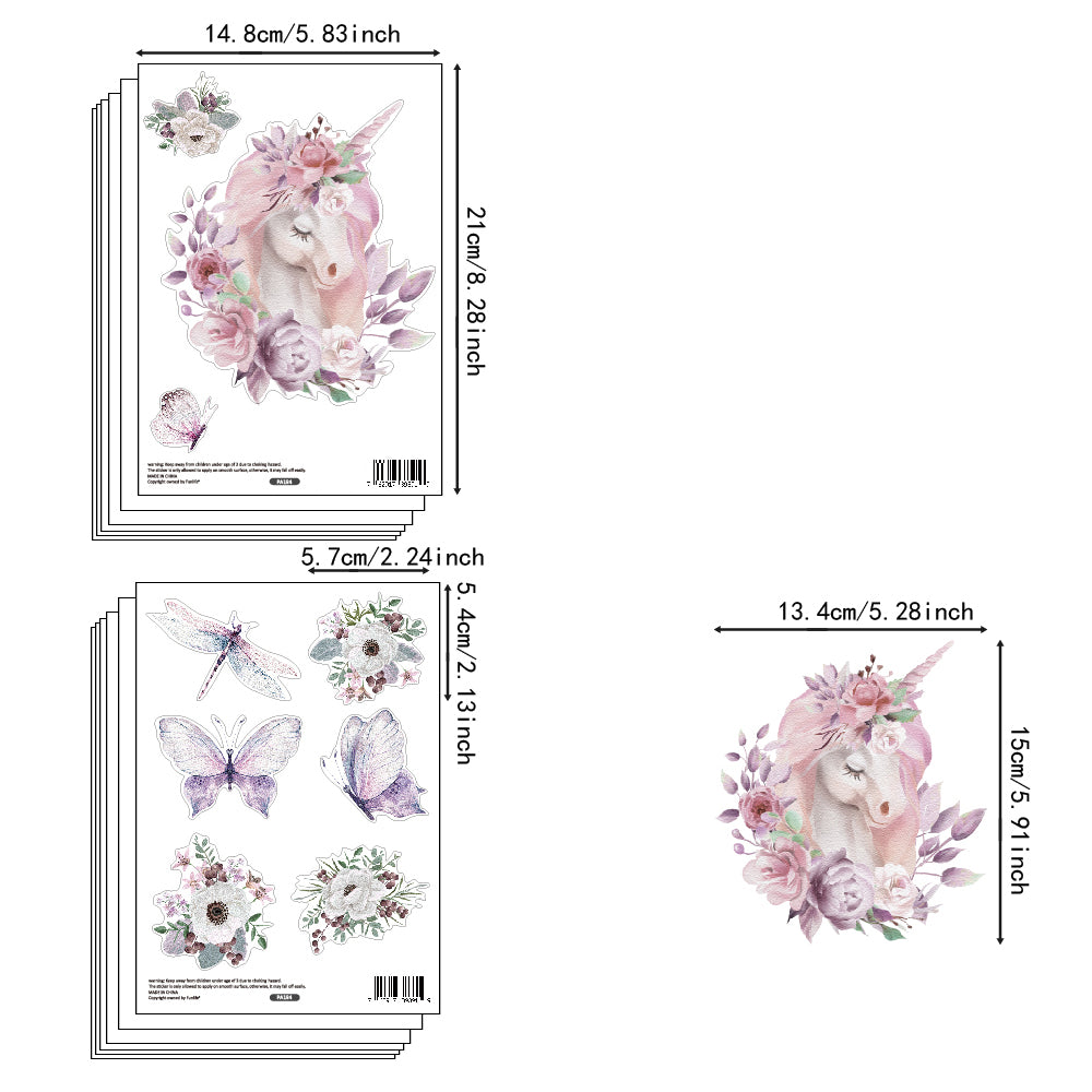Peel and Stick PVC Small Secret Garden of Unicorne Wall Stickers