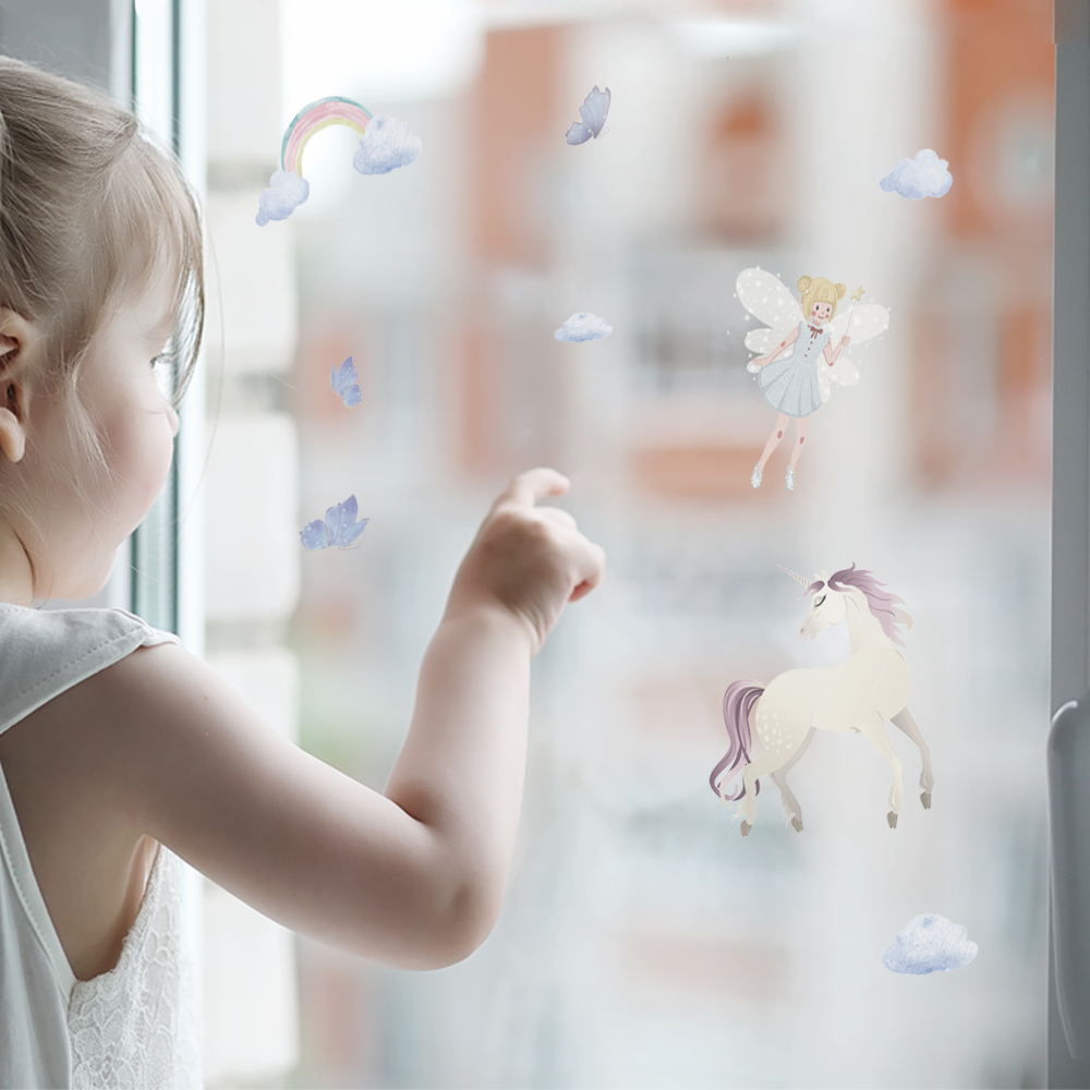 Peel and Stick PVC Small Fairy and Unicorn Wall Stickers