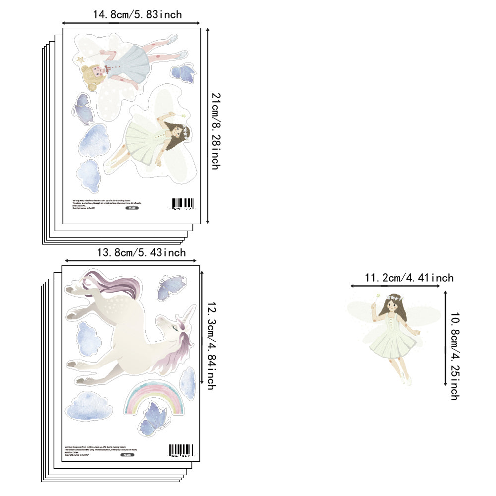 Peel and Stick PVC Small Fairy and Unicorn Wall Stickers