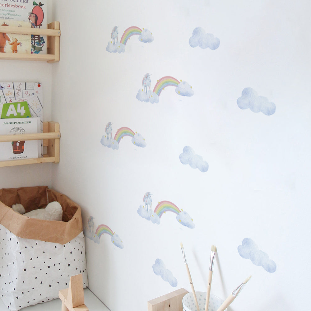 Peel and Stick PVC Small Unicorn Among Clouds Wall Stickers