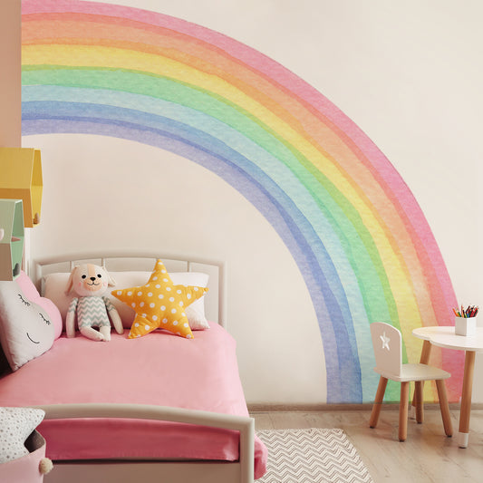 Peel and Stick Large Fabric Rainbow Sticker Boho Half Rainbow Wall Mural