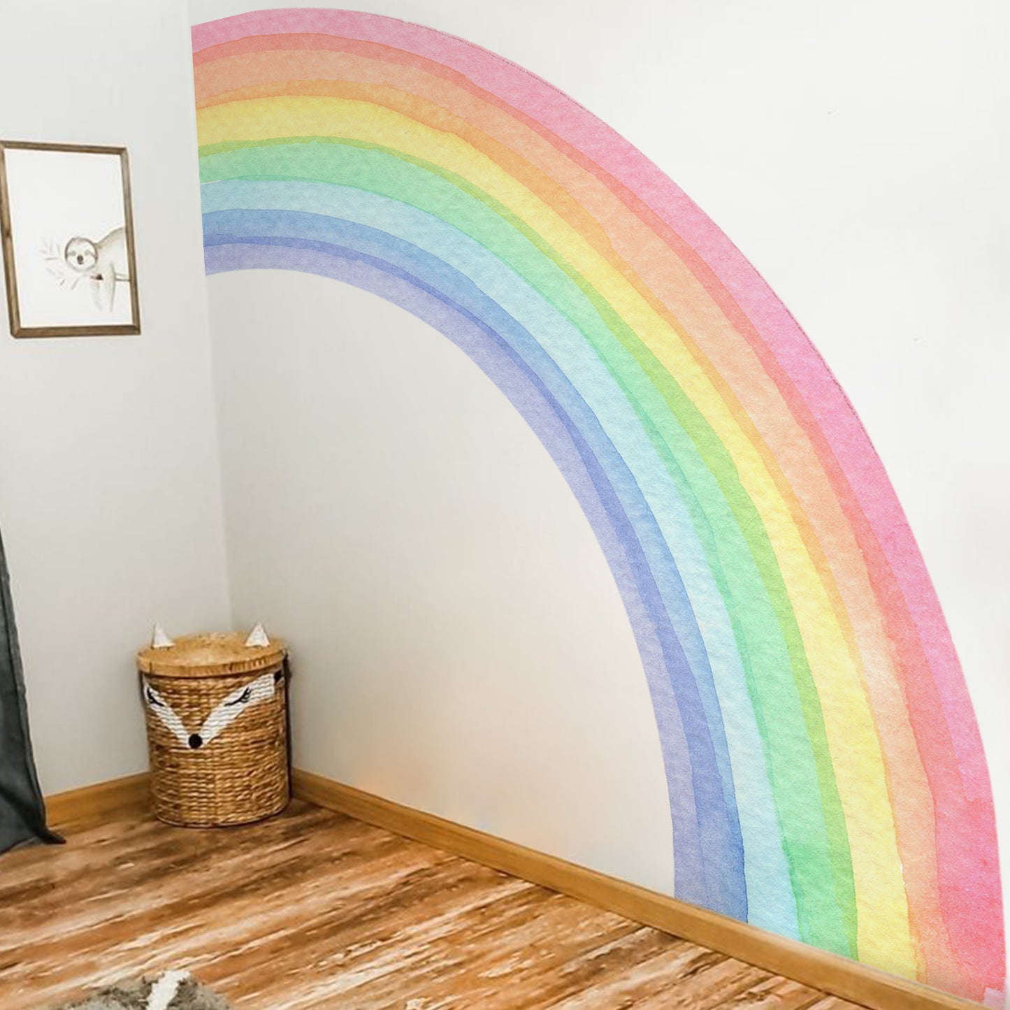Peel and Stick Large Fabric Rainbow Sticker Boho Half Rainbow Wall Mural