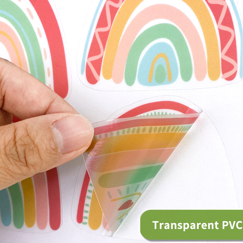 Peel and Stick Large Boho PVC Flower Rainbow Wall Stickers