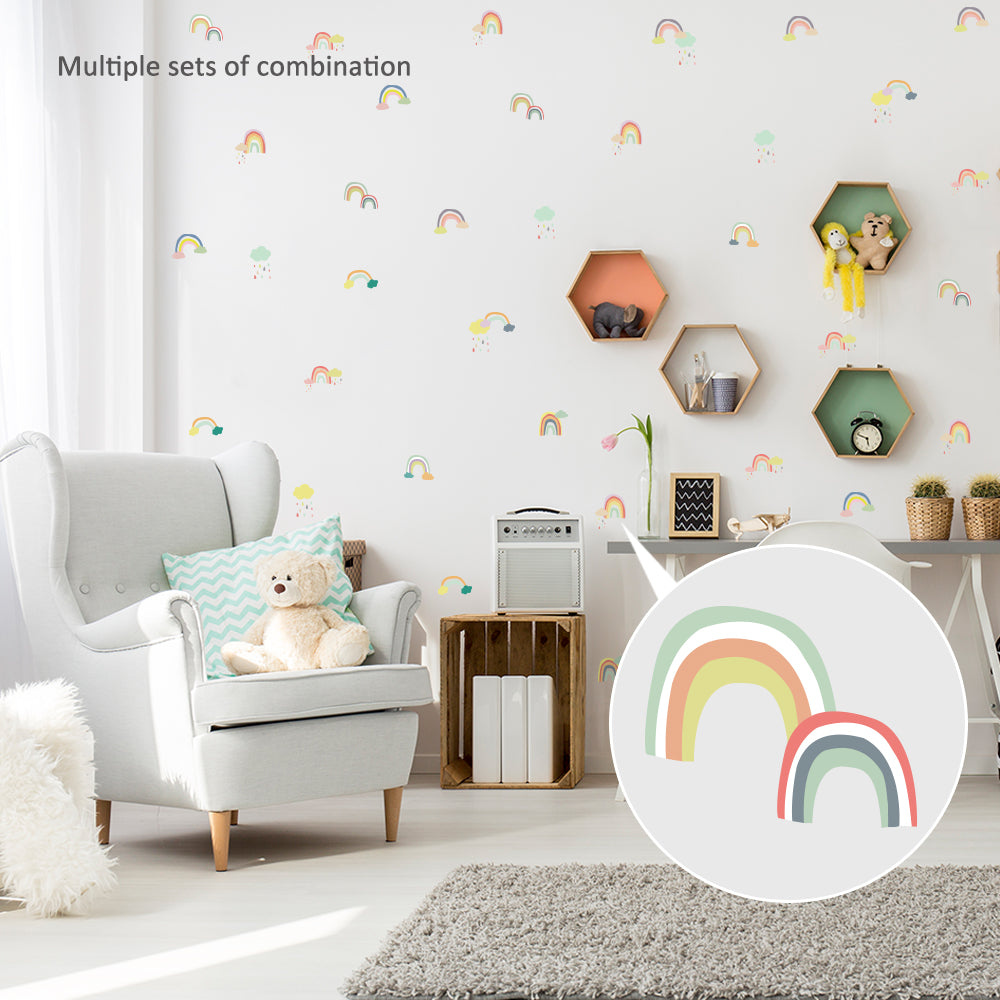 Peel and Stick PVC Small Nursery Colorful Rainbow Wall Stickers